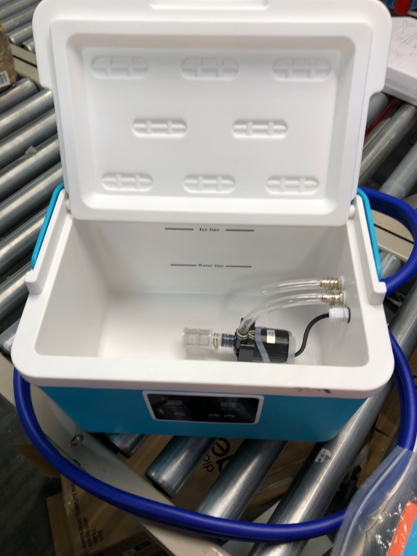 Photo 2 of Cold Therapy Machine — Cryotherapy Freeze Kit System — for Post-Surgery Care, ACL, MCL, Swelling, Sprains, and Other Injuries — Wearable, Adjustable Knee Pad — Cooler Pump with Digital Timer