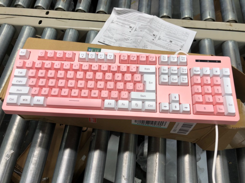 Photo 2 of HUO JI CQ104 Wired Gaming Keyboard, LED Backlit, Ergonomic Design, Water-Resistant, Quiet Click, USB Connection, for PC/Laptop (Pink)
