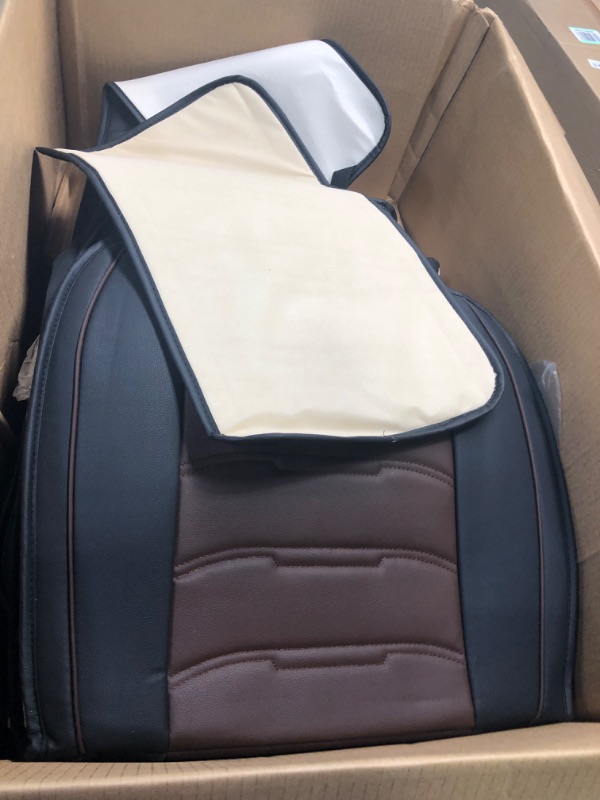 Photo 2 of 5 Seats Leather Car Seat Covers Full Set,Waterproof NonSlip Car Seat Cover,Stain Resistant Automotive Seat Covers,Breathable Interior Covers for Cars SUV Pick-up,Full Set with Pillow,Black&Coffee