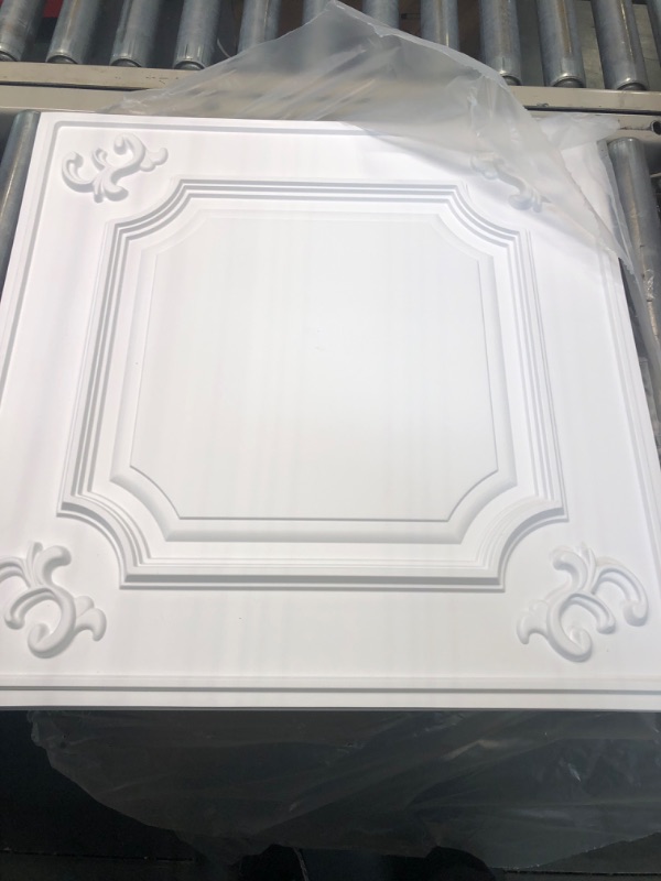 Photo 2 of Art3d Drop Ceiling Tiles 24x24 in White (12-Pack, 48 Sq.ft), Wainscoting Panels Glue Up 2x2 24"x24" White 12