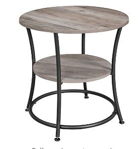Photo 1 of VASAGLE Side Table, Round End Table with 2 Shelves for Living Room, Bedroom, Small Table with Steel Frame for Smaller Spaces, Outdoor, Greige and Black