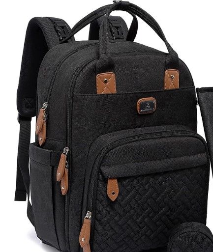 Photo 1 of Dikaslon Diaper Bag Backpack Large Unisex Baby Bags for Boys Girls, Multipurpose Travel Back Pack for Moms Dads, Black