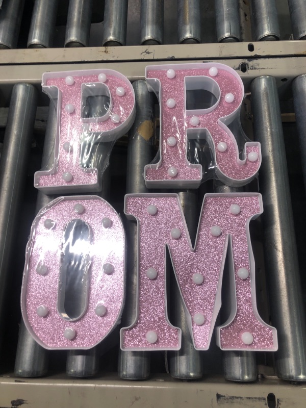 Photo 1 of 9" LED Light-up letters P-R-O-M - pink