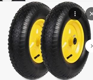 Photo 1 of 2 New Solid Commercial Knobby 4.80/4.00-8" Flat Free Tire for Wheelbarrow/Cart Universal 16" w/Steel Rim Packed in Carton-Bore 5/8" or 3/4" T167-Hub 3-6" Adjustable