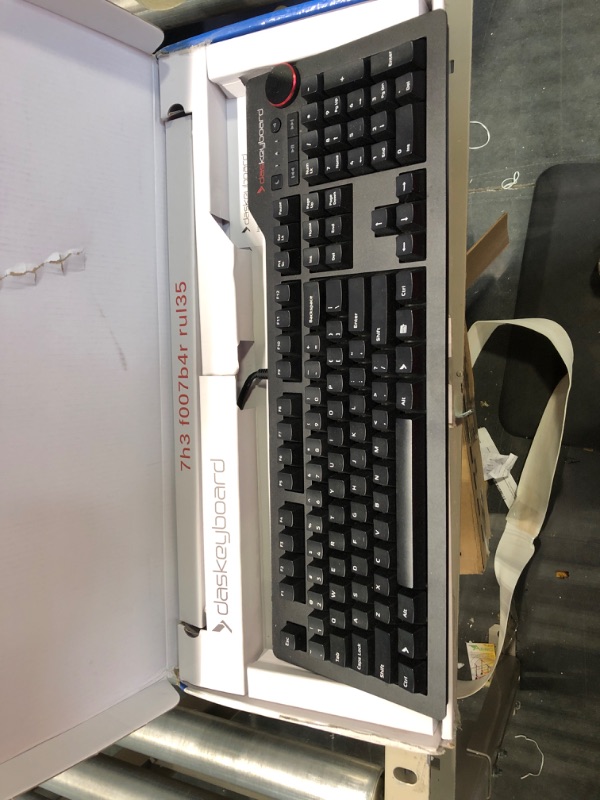 Photo 1 of Das Keyboard 4 Professional Wired Mechanical Keyboard, Cherry MX Blue Mechanical Switches, 2-Port USB 3.0 Hub, Volume Knob, Aluminum Top (104 Keys, Black) Clicky Tactile - Cherry MX Blue Switches Professional w/ USB 3 Hub