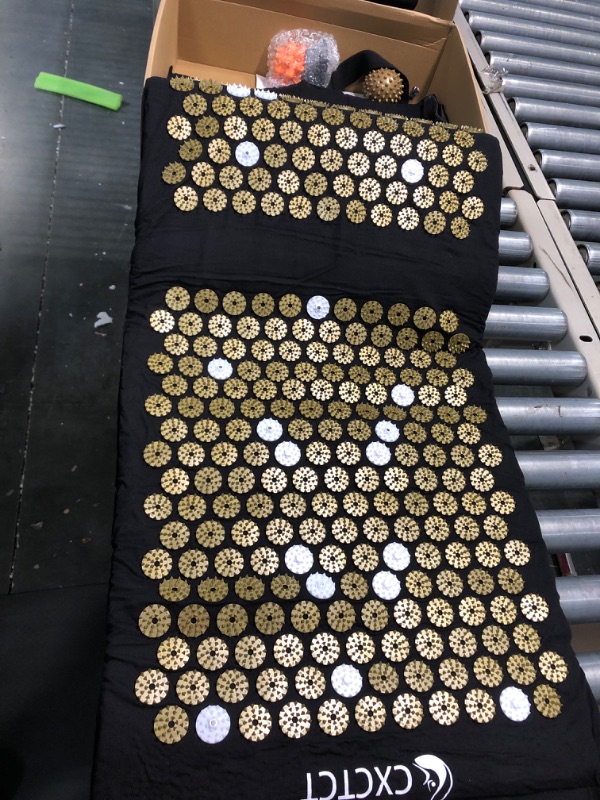 Photo 1 of Extra Long Yoga Acupressure Mat Set,Massage Acupuncture Mat Large,Magnetic Mat Acupressure Body mat and Pillow for Neck Back Pain Relief(Gold)