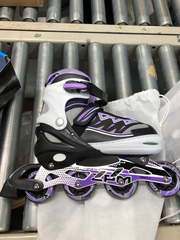 Photo 3 of 2PM SPORTS Girls Adjustable Inline Skates, Fun Roller Blades for Kids, Beginner Fun Illuminating Skates for Boys, Men and Ladies purple Large - Youth (3-6 US)