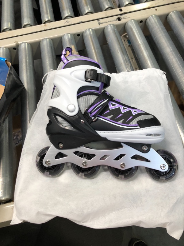 Photo 2 of 2PM SPORTS Girls Adjustable Inline Skates, Fun Roller Blades for Kids, Beginner Fun Illuminating Skates for Boys, Men and Ladies purple Large - Youth (3-6 US)