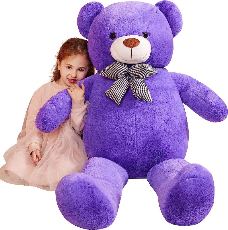 Photo 1 of IKASA Giant Teddy Bear Plush Toy - 47" Cute & Soft Stuffed Animal for Kids, Girls, Boys, & Girlfriend (Purple)
