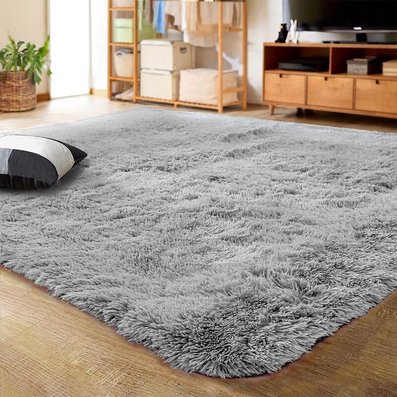 Photo 1 of  Ultra Soft Indoor Modern Area Rugs Fluffy Living Room Carpets for Children Bedroom Home Decor Nursery Rug 3X5 Feet, Gray
