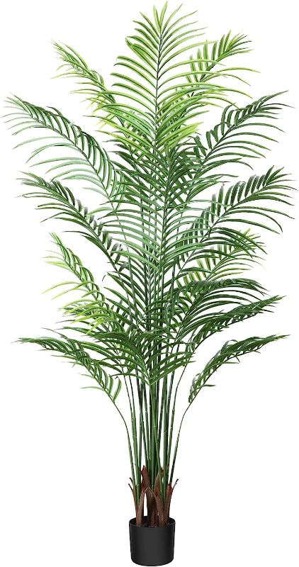 Photo 1 of CROSOFMI Artificial Areca Palm Plant 6Feet Fake Tropical Palm Tree, Perfect Faux Dypsis Lutescens Plants in Pot for Indoor Outdoor House Home Office Garden Modern Decoration Housewarming Gift-1Pack 1 6 feet