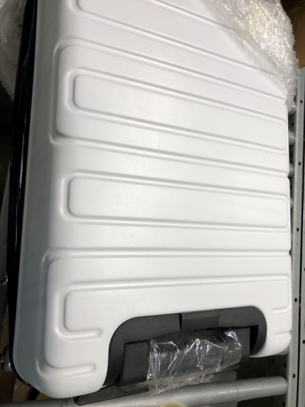 Photo 6 of  **SMALLER SUITCASE ONLY** 
20" Spinner-wheel Suitcase ONLY!!, White color with TSA Lock, Exclusive GLARE Sticker system, Universal Travel Adapter and Multipurpose Foldable Bag by Nyftee White*SMALLER SUITCASE ONLY!!**