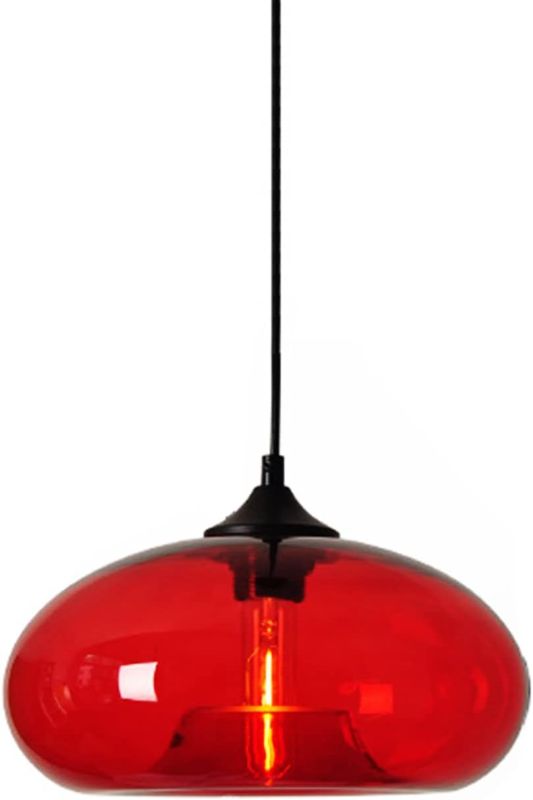 Photo 1 of  Glass Pendant Lighting Novelty and Colorful Glass Lamp Shade Pendant Lighting for Kitchen Dining Room or Bedroom (Red), 11.8 Inches
