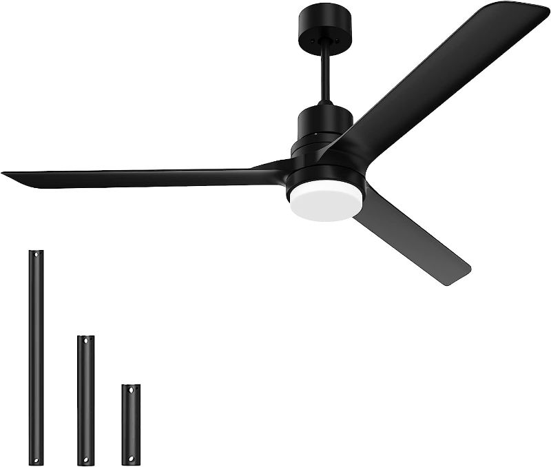 Photo 1 of alescu Black Ceiling Fans with Lights,60" Indoor and Outdoor Ceiling Fan with Remote Control, Modern Reversible DC Motor
