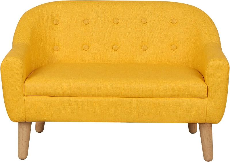 Photo 1 of Getifun Kids Sofa Chair, Toddler Armchair Couch, PVC Upholstered Children Sofa with Wooden Legs, Perfect for Baby Gift(30-Inch) (Yellow)
