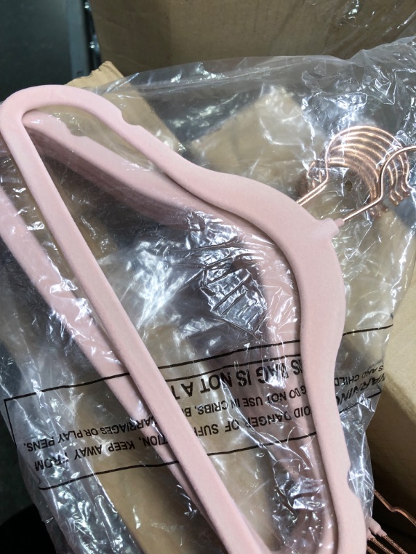 Photo 2 of  Velvet Hangers Non-Slip Baby Clothes Hangers, 11.8” Inch 10 Pack Space Saving Childrens Hangers -360° Swivel Rose Gold Hook, Strong & Durable...
