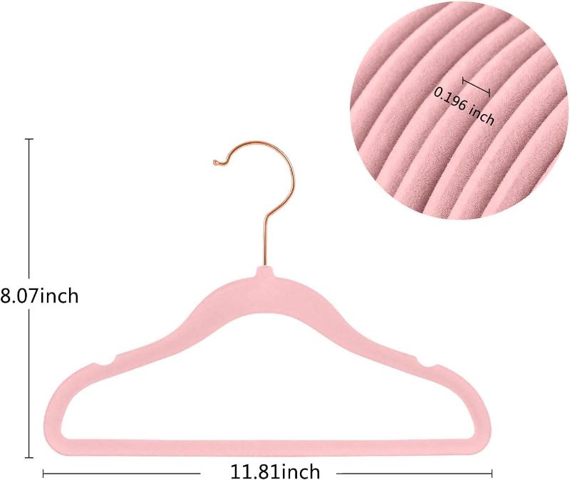 Photo 1 of  Velvet Hangers Non-Slip Baby Clothes Hangers, 11.8” Inch 10 Pack Space Saving Childrens Hangers -360° Swivel Rose Gold Hook, Strong & Durable...
