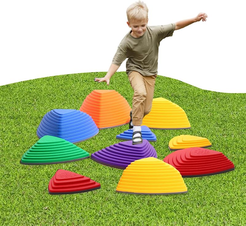 Photo 1 of romrex Hilltop Stepping Stone for Kids Obstacle Courses, Ages 3 and up Plastic Balance River Stones for Outdoor Play Equipment and Indoor Sensory Toys 10...
