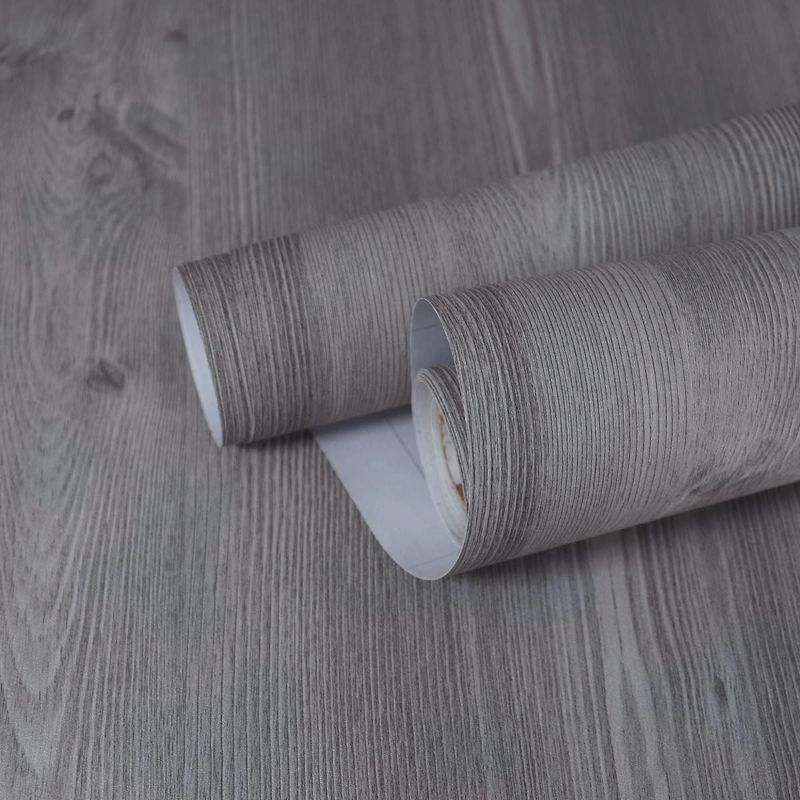 Photo 1 of  Natural Wood Grain Wallpaper Peel and Stick Wallpaper Gray Counter Contact Paper Self Adhesive Removable Home Decoration Wear-Resistant Wallpaper for Bedroom Vinyl 15.7" x 236"
--- Factory Seal ---