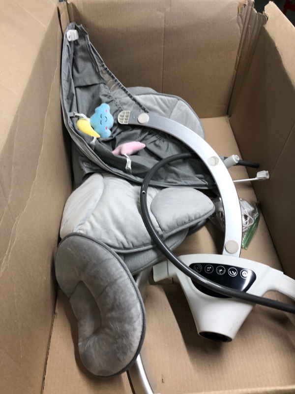 Photo 3 of HARPPA Electric Baby Swing for Infants to Toddler, Portable Babies Swinger for Newborn Boy and Girls with 5 Swing Speed, Remote Control Music Speaker with 12 Preset Lullabies Enabled Bluetooth Gray
