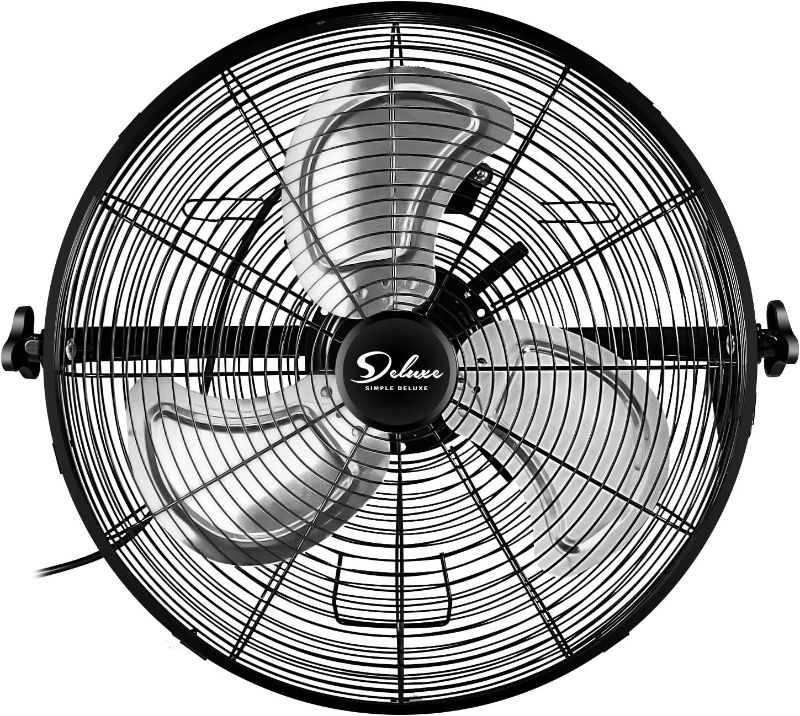 Photo 1 of Simple Deluxe 20 Inch High Velocity 3 Speed, Black Wall-Mount Fan
