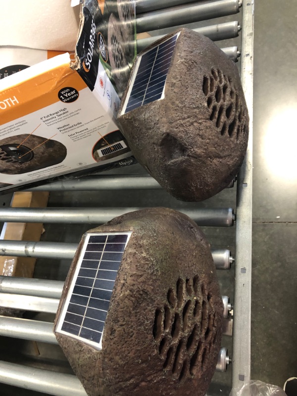 Photo 1 of Alpine Corporation Weather-Resistant Bluetooth Solar-Powered Outdoor Wireless Rock Speaker – Set of 2