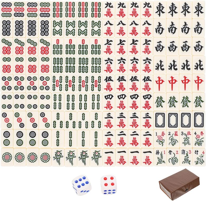 Photo 1 of BESTOYARD Professional Chinese Mahjong Game 144 Melamine Tiles 4/5 Inches Travel Board Game Classic Portable -Jongg Family Leisure Game with Table for.. AND RACKS.
