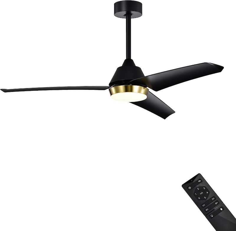 Photo 1 of 52-inch Ceiling Fan with Light, Modern Remote Control 3 Color Temperature Ceiling Fan Light (Matte Black)…
