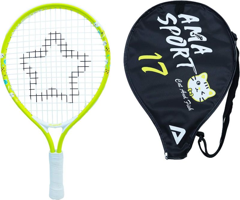 Photo 1 of Kids Tennis Racket for Junior Toddlers Starter Kit 17-25" for Girl Pink and Boy Yellow with 420D Nylon Shoulder Strap Bag
