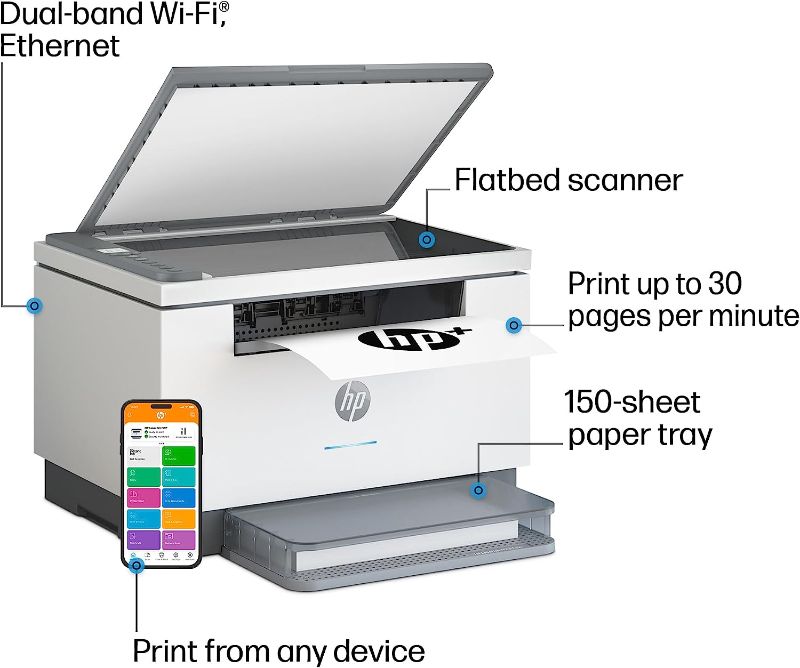 Photo 1 of HP LaserJet MFP M234dwe All-in-One Wireless Black & White Printer with HP+ and 6 Months Free-cartridges (6GW99E)