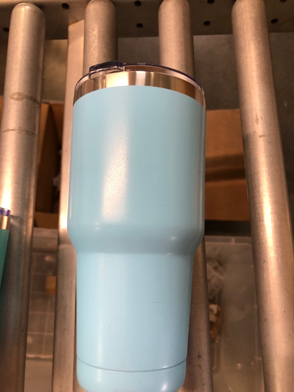 Photo 2 of 30oz Blue Tumbler Stainless Steel Double Wall Vacuum Insulated Mug with Straw and Lid, Cleaning Brush for Cold and Hot Beverages NO STRAW!!
