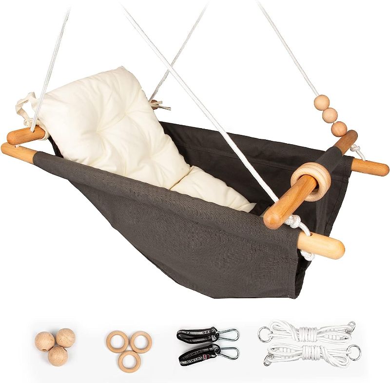 Photo 1 of Baby Swing Outdoor Indoor Toddler Swing Seat with Safety Belt, Canvas Hanging Swings Outside Tree Swing Great Gift for Baby Boys Girls Kids Lovers
