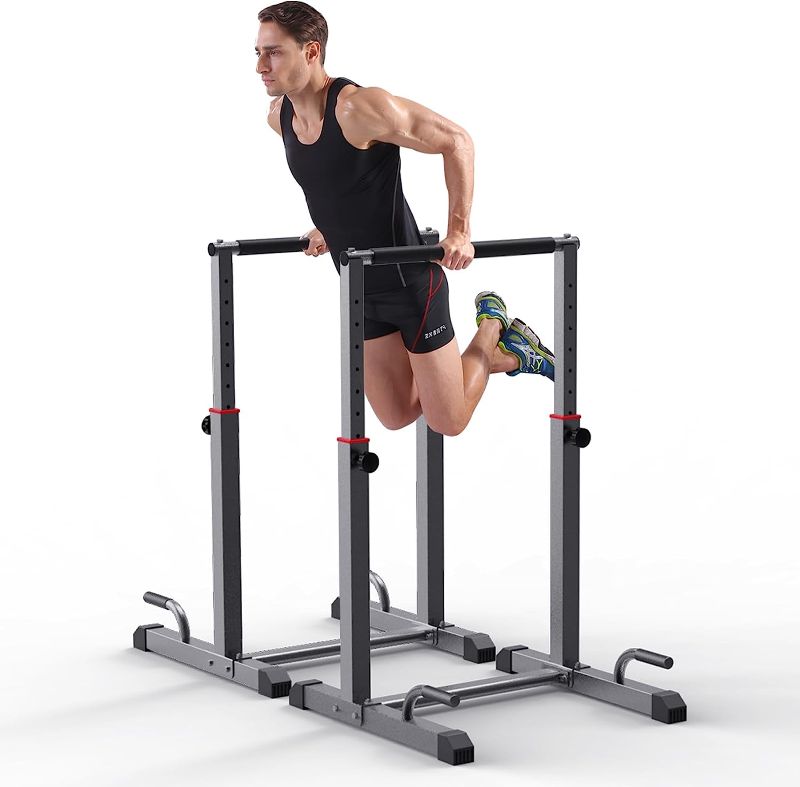 Photo 1 of  Dip Bar, 9 Level Adjustable Pull Up Bar Station, 1200lbs Heavy Duty Dip Station for Full Body Workout Fitness,Functional Parallettes Bars for Home...
