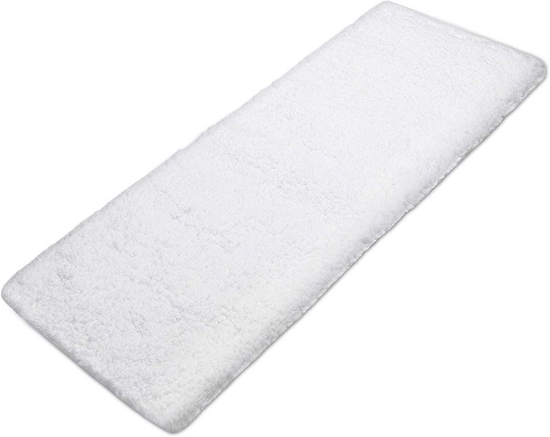 Photo 1 of Bath Rug Runner White Absorbent Long Bath Mat for Bathroom - Washable Non Slip Bath Mat Decorative Floor Mats Carpet for Bathroom - 59 x 20 inch
