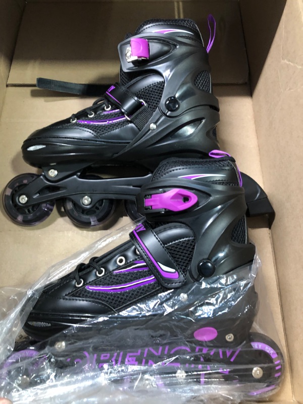 Photo 5 of KAQINU Adjustable Inline Skates, Outdoor Blades Roller Skates with Full Illuminating Wheels for Kids and Adults, Women, Girls and Boys SIZE L-YOUTH(4Y-7Y)
