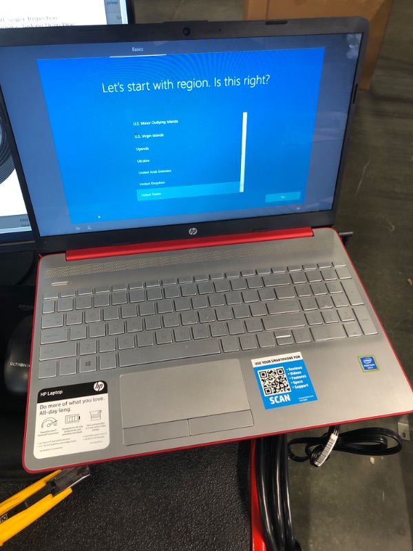 Photo 2 of 2020 HP 15.6" HD LED Display Laptop, Intel Pentium Gold 6405U Processor, 4GB DDR4 RAM, 128GB SSD, HDMI, Webcam, WI-FI, Windows 10 S, Scarlet Red 4Gl128G SSD