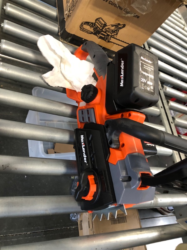 Photo 2 of 12-Inch Cordless Battery Operated Chainsaw with 1x4.0Ah Battery&Charger, MAXLANDER 20V Electric Chainsaw with Auto-Tension & Auto-Lubrication, Lightweight Handheld Chainsaw for Wood Cutting & Trimming