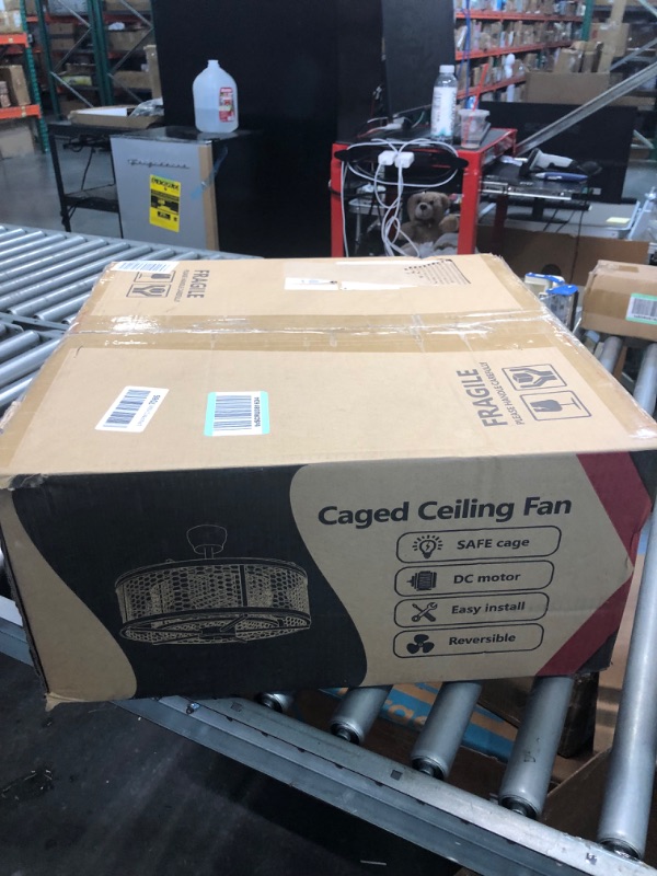 Photo 1 of Mpayel Farmhouse Ceiling Fan with Light and Remote Control, Caged Ceiling Fan with 4 Led Bulbs, Enclosed Ceiling Fan with LED Light for Porch,Patios,Kitchen,Bedroom Indoor and Outdoor Black