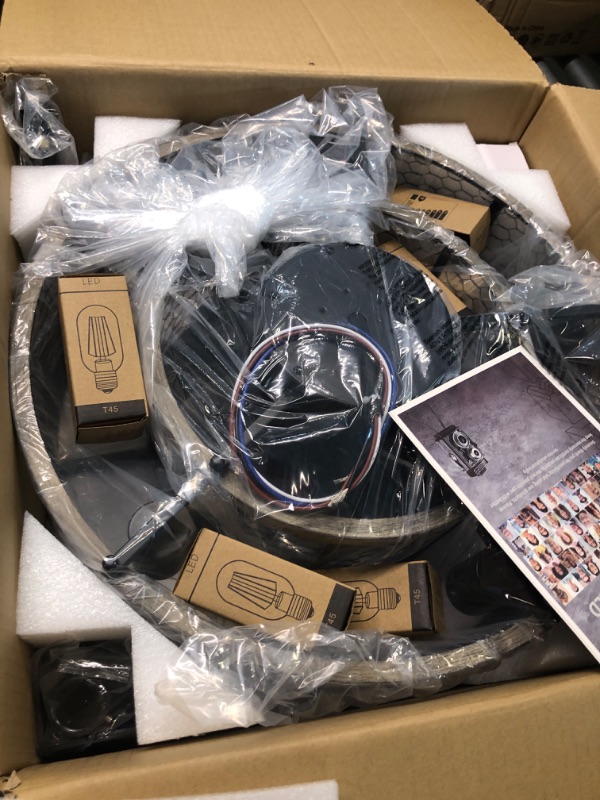 Photo 1 of Mpayel Farmhouse Ceiling Fan with Light and Remote Control, Caged Ceiling Fan with 4 Led Bulbs, Enclosed Ceiling Fan with LED Light for Porch,Patios,Kitchen,Bedroom Indoor and Outdoor Black