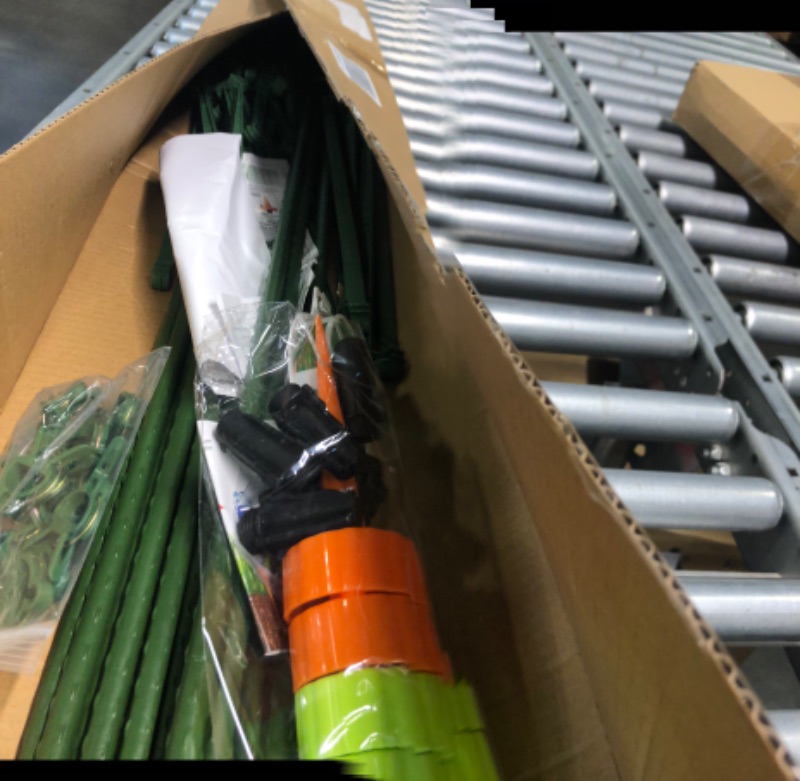 Photo 1 of Megidok 5Pcs Heavy Duty Tomato Cages for Garden Plant Support, 4.75ft Garden Stakes with 164ft Plant Ties&40Pcs Plant Clips&4 Watering Drip Devices, Garden Cage for Climbing Plants Vegetable Trellis