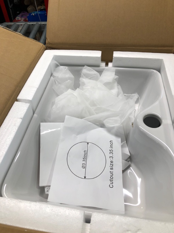 Photo 3 of Vessel Sink Rectangular - Sarlai 16"x12" Rectangle Vessel Sink White Ceramic Over Counter Bathroom Vanity Sink Basin with Faucet Hole 16"*12"