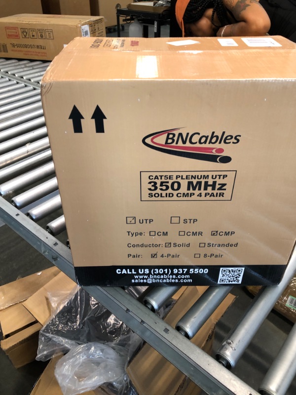 Photo 1 of CAT5e Plenum (CMP) Cable, 1000FT | 24AWG 4Pair, 350MHz Solid Network Cable Unshielded Twisted Pair (UTP), Available in Blue, White, Gray Color (White)