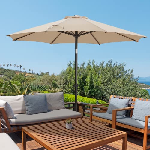 Photo 1 of *****TOP CAP IS BROKEN******* Wikiwiki 9 FT Patio Umbrellas Outdoor Table Market Umbrella with Push Button Tilt/Crank,8 Sturdy Ribs, Fade Resistant Waterproof POLYESTER DTY Canopy
