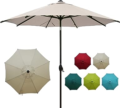 Photo 1 of Abba Patio Patio Umbrella Market Outdoor Table Umbrella with Auto Tilt and Crank for Garden, Lawn, Deck, Backyard & Pool, 8 Sturdy Steel Ribs,
