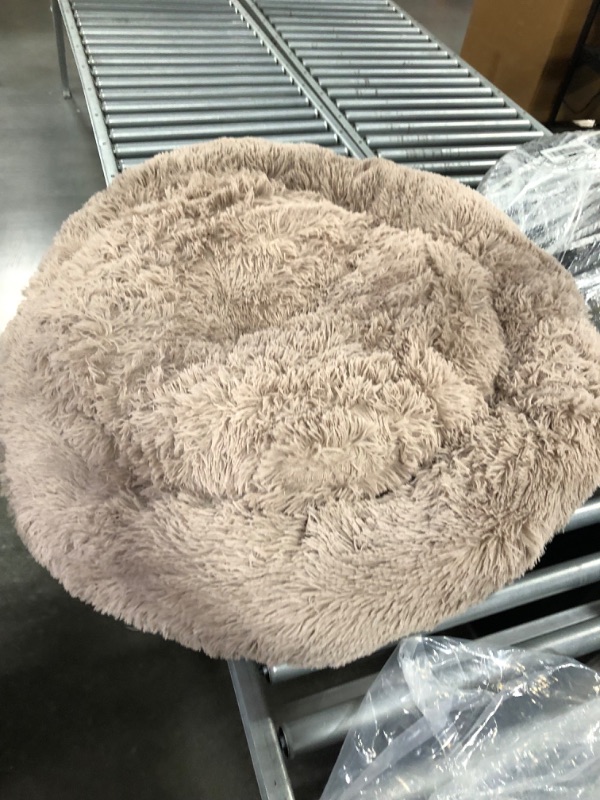 Photo 3 of BEDSURE Calming Dog Bed for Extra Large Dogs - Donut Washable Large Pet Bed, 45 inches Anti Anxiety Round Fluffy Plush Faux Fur Cat Bed, Fits up to 125 lbs Pets, Camel 45x45x10 Inch (Pack of 1) Camel