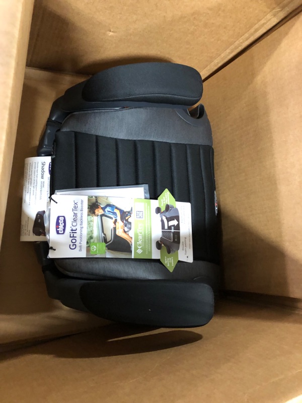 Photo 1 of Chicco GoFit ClearTex Backless Booster Car Seat - Shadow | Black Shadow GoFit with ClearTex No Chemicals
