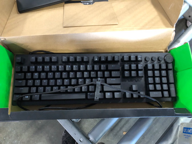 Photo 1 of Razer Huntsman V2 Optical Gaming Keyboard: Fastest Linear Optical Switches Gen-2 w/Sound Dampeners & 8000Hz Polling Rate - Doubleshot PBT Keycaps - Dedicated Media Keys & Dial - Ergonomic Wrist Rest Classic Black Keyboard Huntsman V2 Linear Optical Switch
