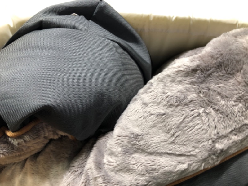 Photo 1 of Bedfolks Calming Donut Dog Bed, 36 Inches Round Fluffy Dog Beds for Large Dogs, Anti-Anxiety Plush Dog Bed, Machine Washable Pet Bed (Dark Grey