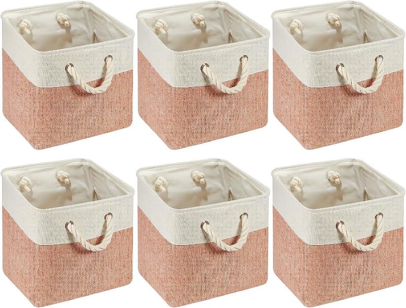 Photo 1 of 
6 Pieces Cube Storage Bins Small Foldable Storage Cube Baskets with Sturdy Carry 
