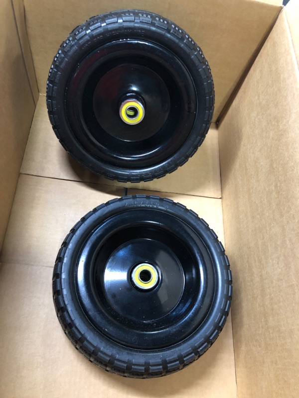 Photo 2 of (2-Pack) 13‘’ Tire for Gorilla Cart - Solid Polyurethane Flat-Free Tire and Wheel Assemblies - 3.15” Wide Tires with 5/8 Inch Axle Borehole and 2.1” Hub 13“ Wheels -2 Pack